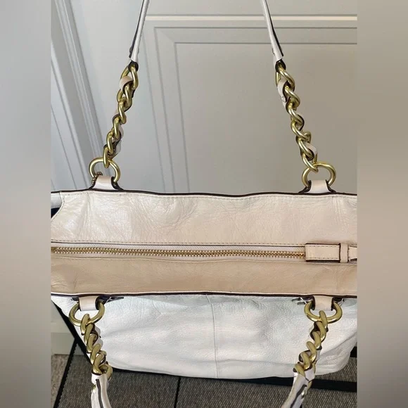 Coach Ivory Leather Tote with Gold Chain and Leather Straps Retail Style 20466 - Picture 11 of 16